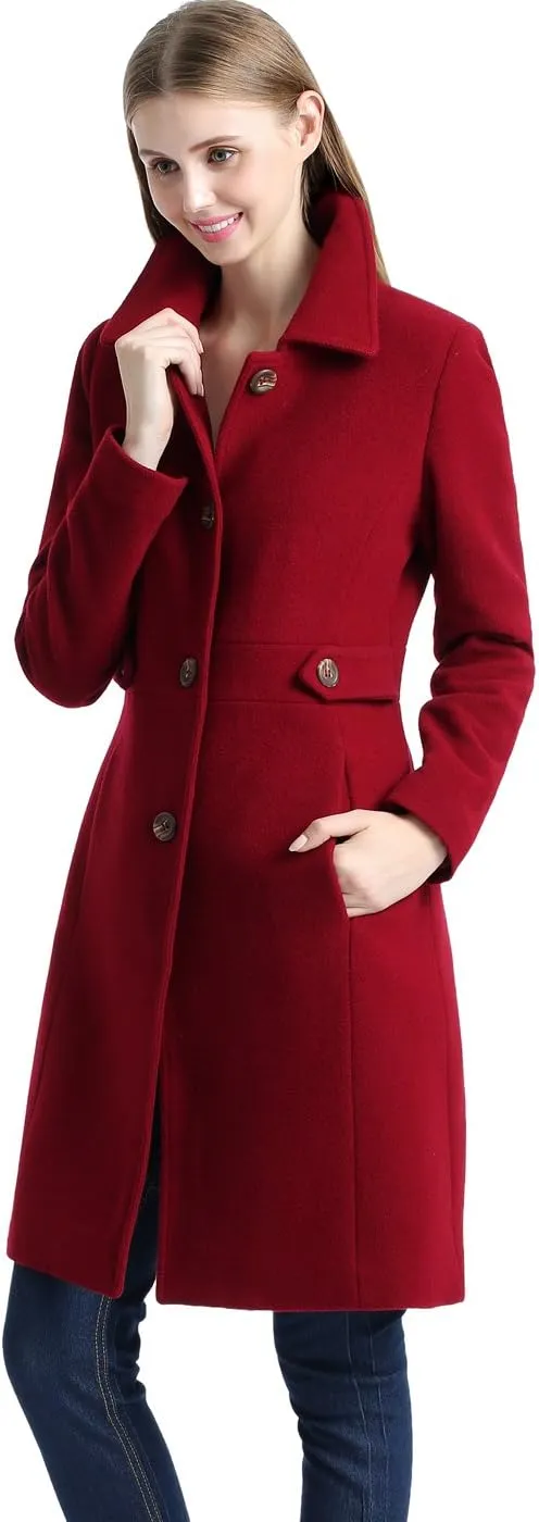 BGSD Women Heather Wool Blend Walking Coat (Also available in Plus Size and Petite)