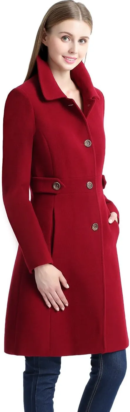 BGSD Women Heather Wool Blend Walking Coat (Also available in Plus Size and Petite)