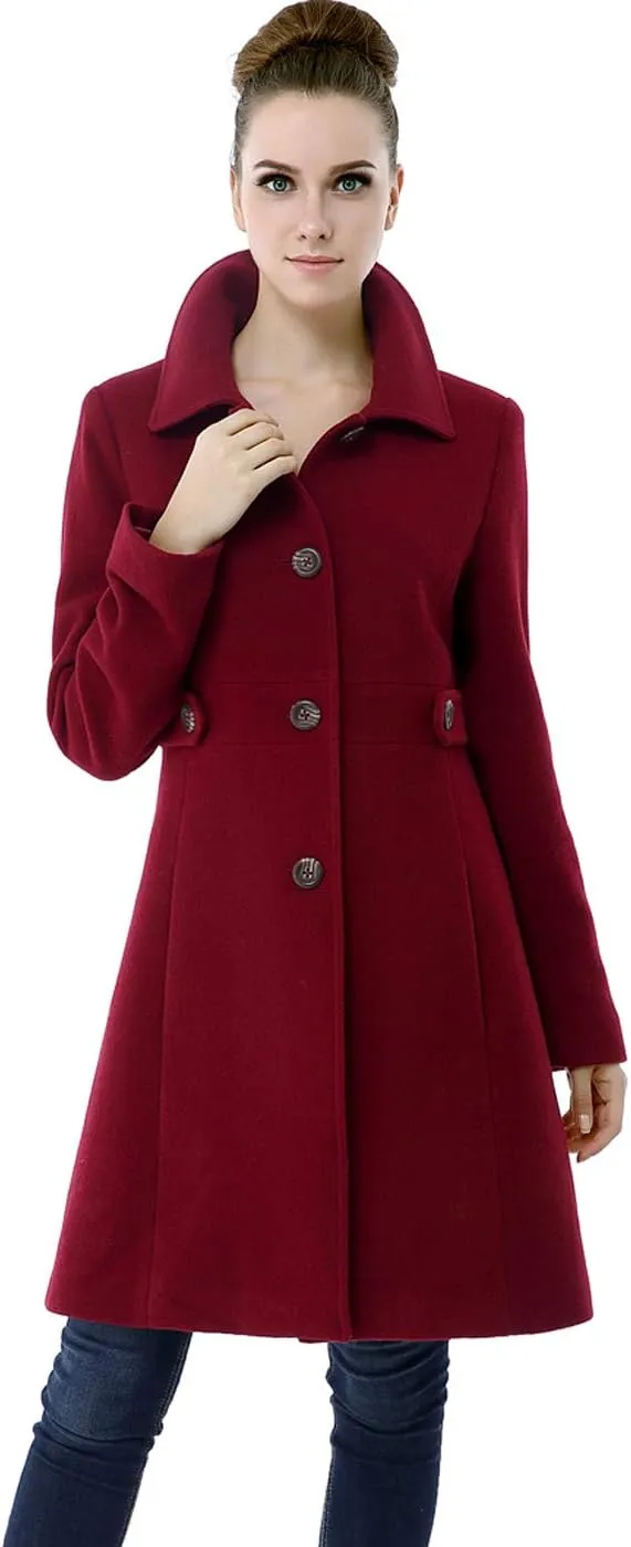 BGSD Women Heather Wool Blend Walking Coat (Also available in Plus Size and Petite)