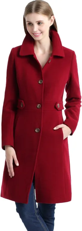 BGSD Women Heather Wool Blend Walking Coat (Also available in Plus Size and Petite)