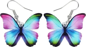 Bonsny Drop Dangle Floral Butterfly Earrings Fashion Insect Jewelry For Women Gift