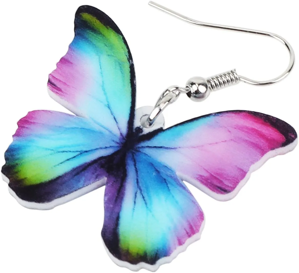Bonsny Drop Dangle Floral Butterfly Earrings Fashion Insect Jewelry For Women Gift