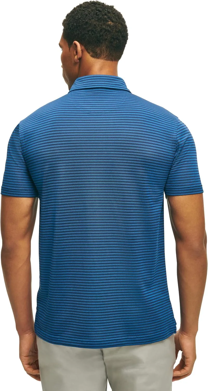 Brooks Brothers Men's Performance Stretch Short Sleeve Stripe Golf Polo Shirt