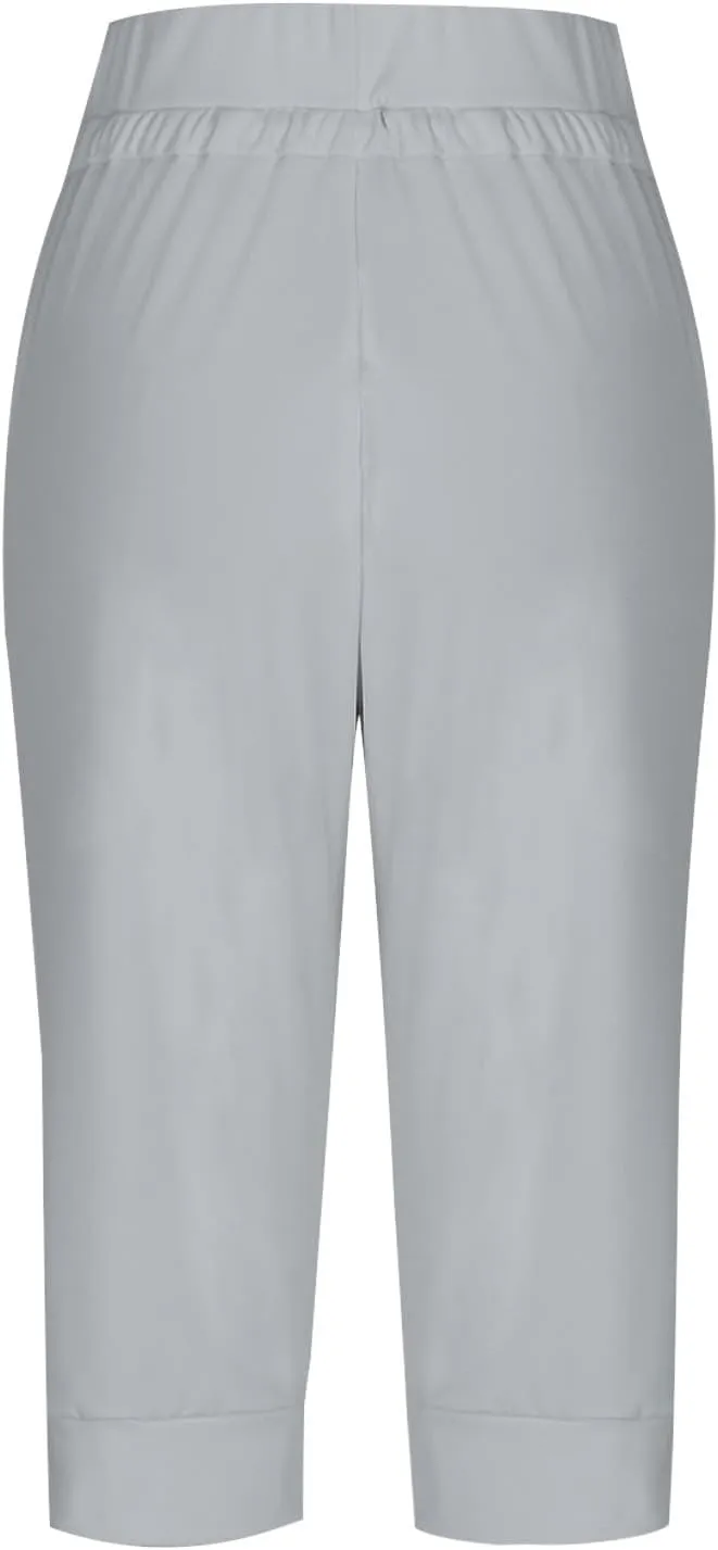 Capri Joggers Womens Fashion 2025 Trendy Elastic Drawstring High Waisted Capris Casual Summer Stretch Active Pants