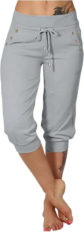 Capri Joggers Womens Fashion 2025 Trendy Elastic Drawstring High Waisted Capris Casual Summer Stretch Active Pants