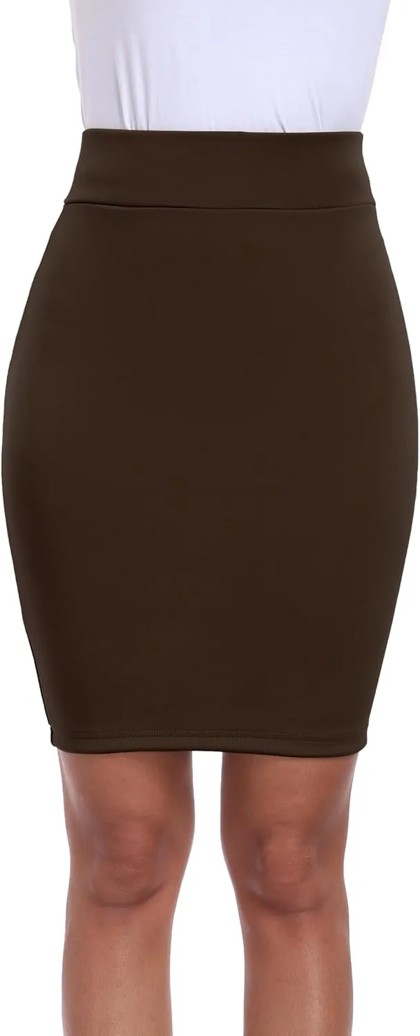 Cheapestbuy Women's Basic Mini Skirts High Waisted Pencil Suit Skirt Stretch Bodycon Skirt for Business Casual
