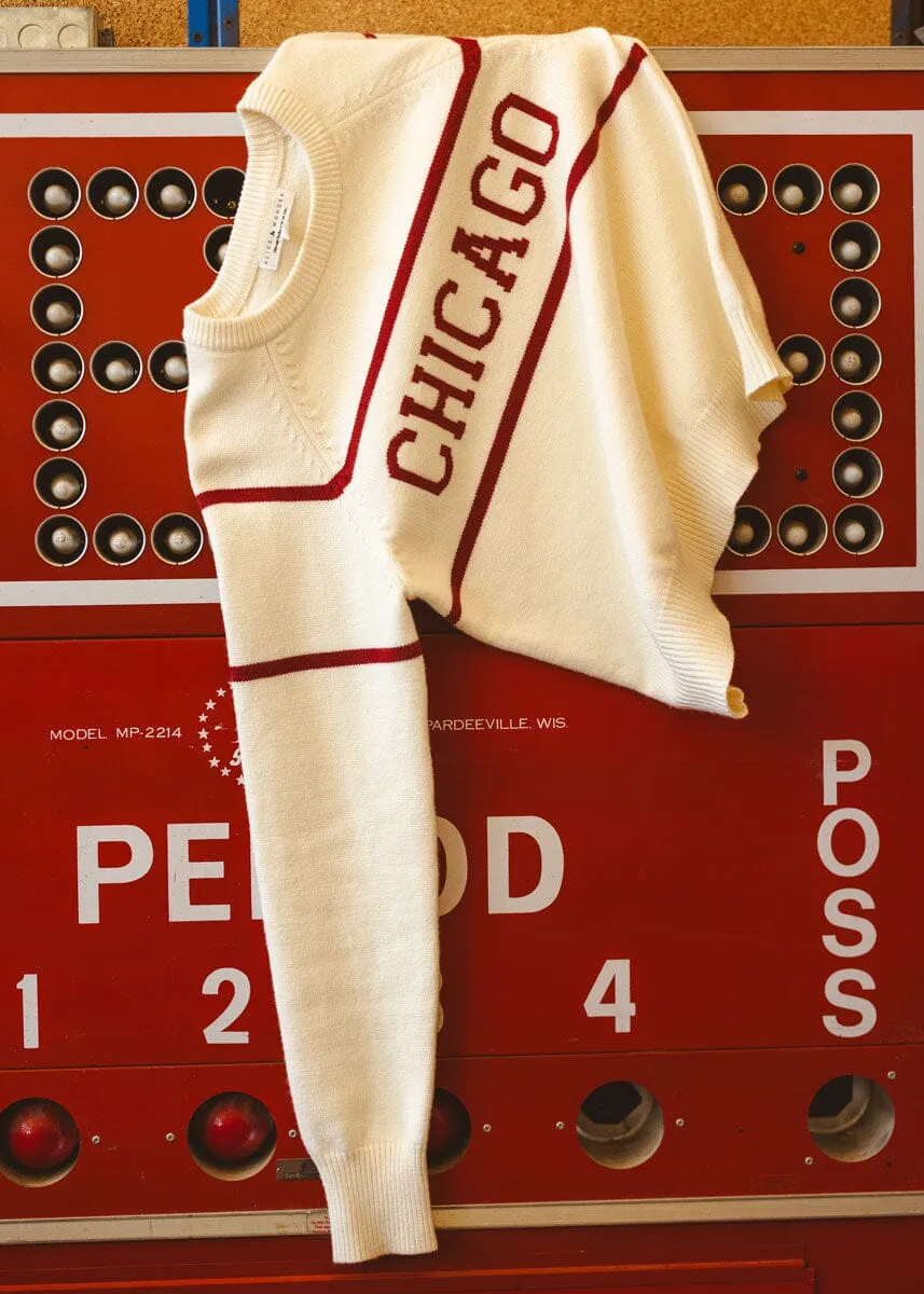 Chicago Varsity Stripe Sweater - Scarlet