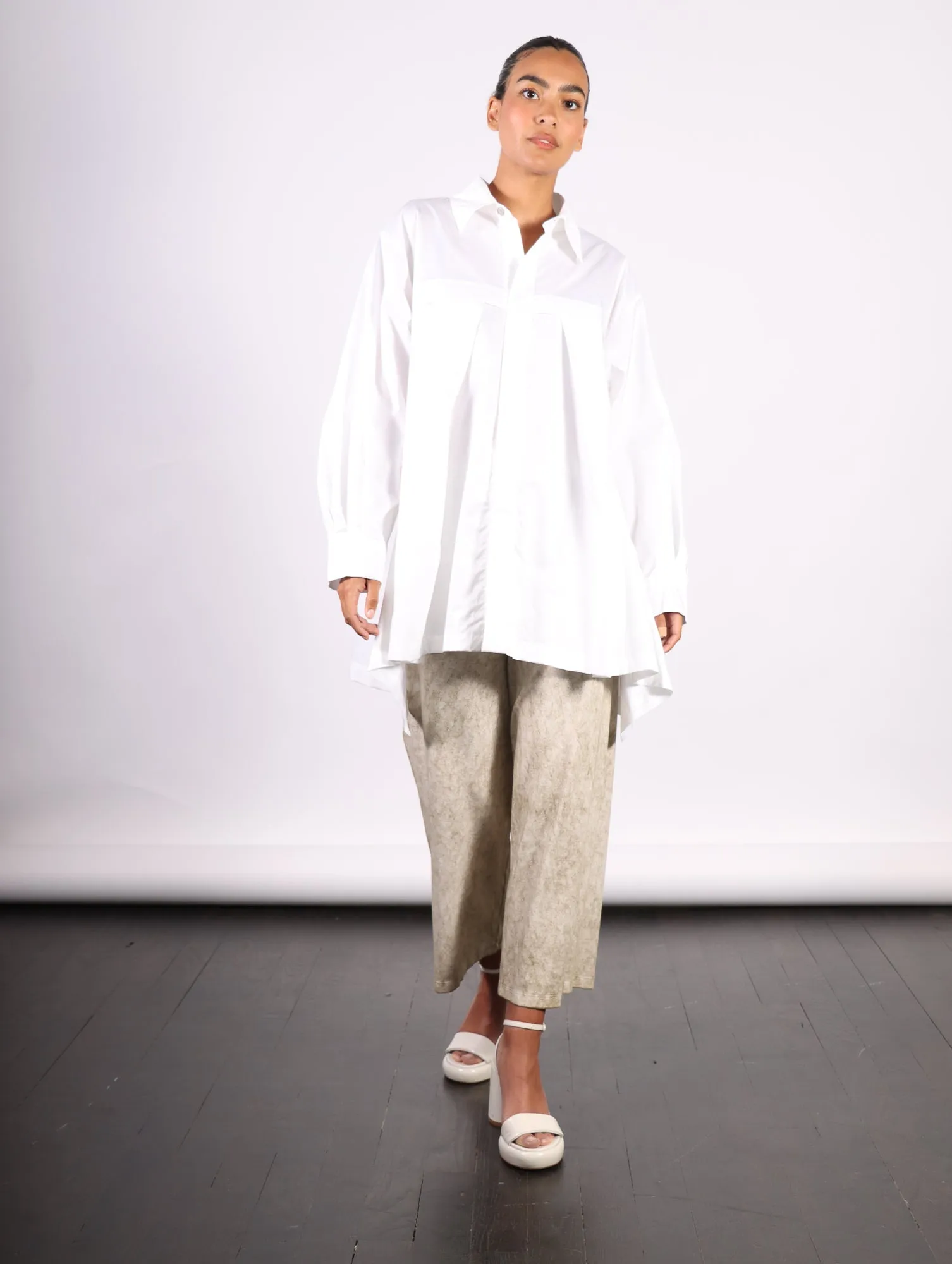 Cotton Retro Shirt in White by Planet