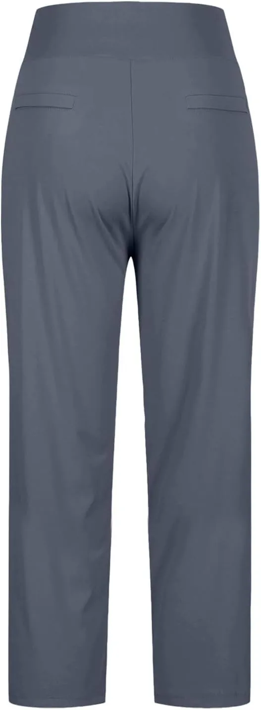 CRNTCEM Women's Yoga Dress Pants High Waisted Pull On Straight Leg Cropped Pant Stretchy Business Office Work Ankle Trousers