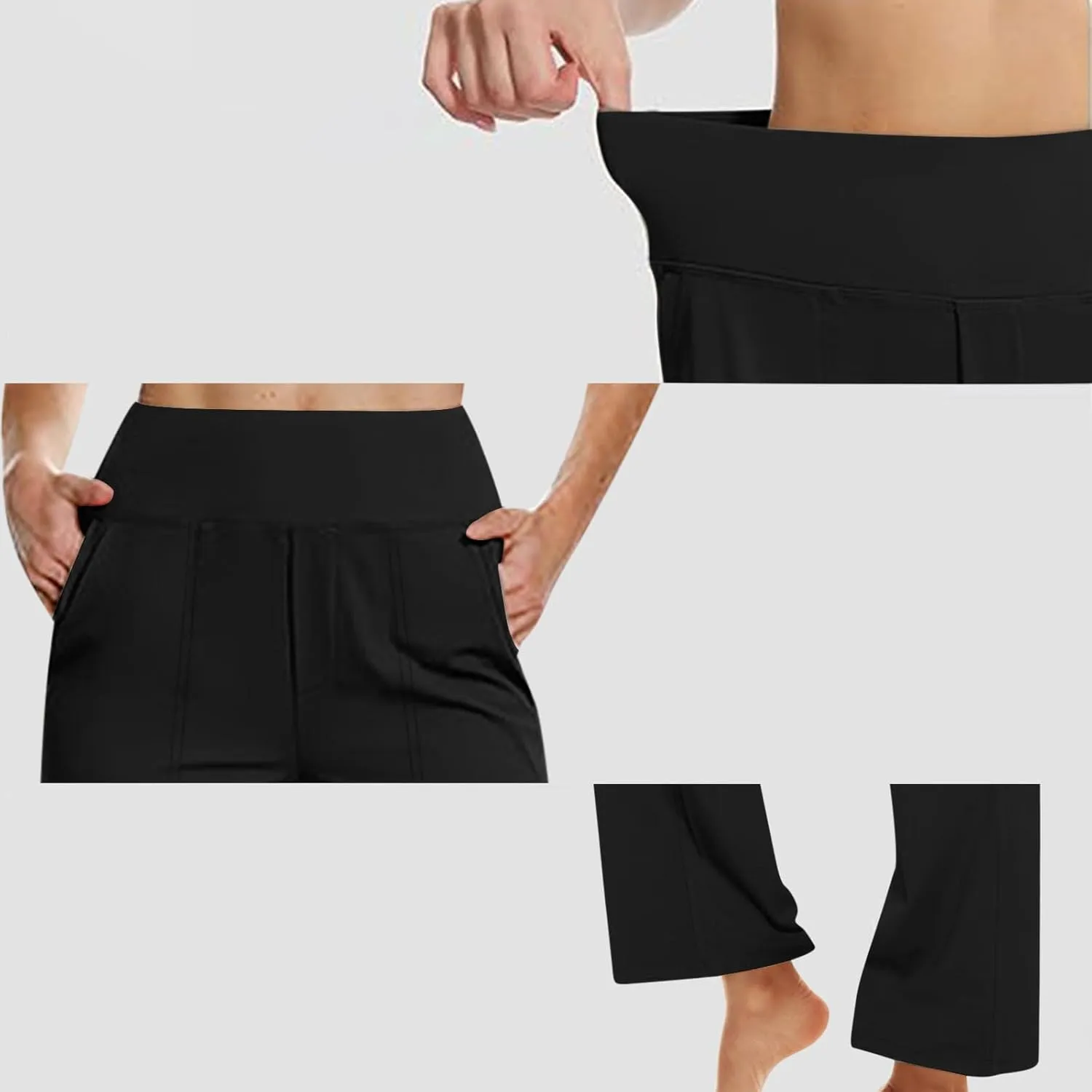 Dress Pants Women Work Business Pants Tummy Control Office Straight Wide Leg Trousers High Waisted Ladies Slacks