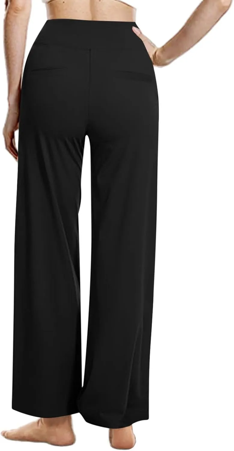 Dress Pants Women Work Business Pants Tummy Control Office Straight Wide Leg Trousers High Waisted Ladies Slacks