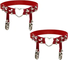 Eigso Steampunk Gothic Garter Belts Leg Rings Heart Love with Rivet Studded Elastic Band Adjustable