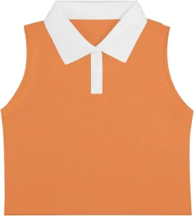 Girls Crop Tops Sleeveless Polo Shirts Athletic Tank Tops Golf Tennis T-Shirts with Collared Quick Dry Casual