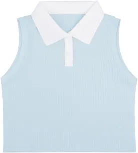 Girls Crop Tops Sleeveless Polo Shirts Athletic Tank Tops Golf Tennis T-Shirts with Collared Quick Dry Casual