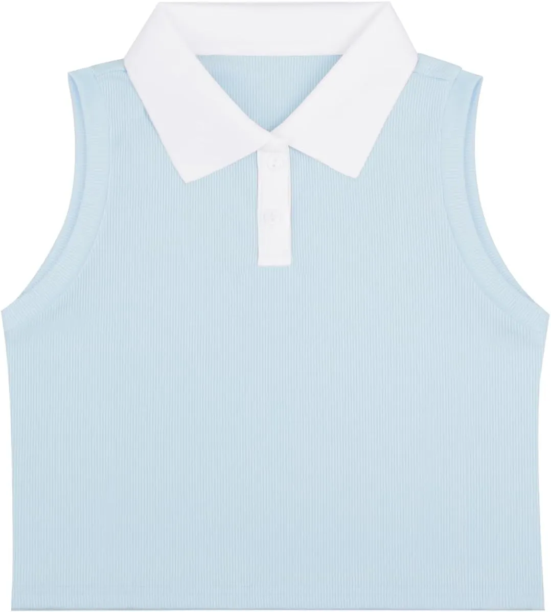 Girls Crop Tops Sleeveless Polo Shirts Athletic Tank Tops Golf Tennis T-Shirts with Collared Quick Dry Casual