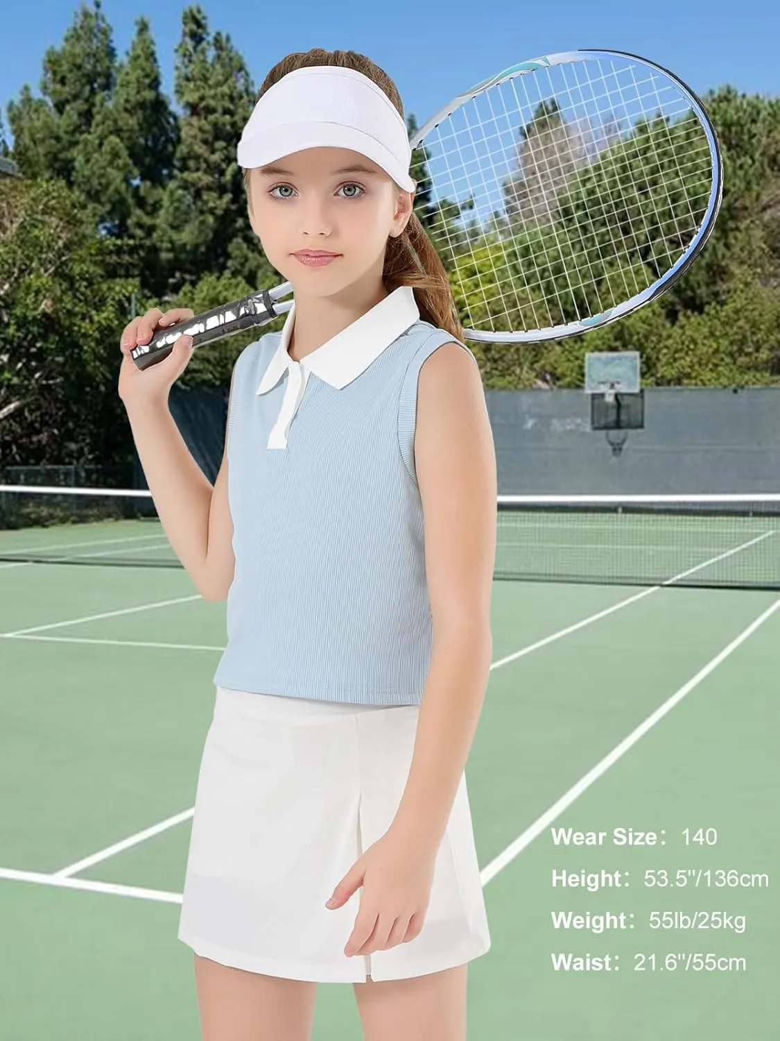 Girls Crop Tops Sleeveless Polo Shirts Athletic Tank Tops Golf Tennis T-Shirts with Collared Quick Dry Casual