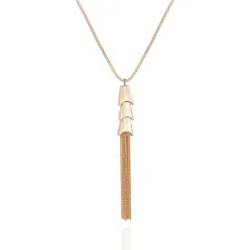 Goldtone Long Tassel Chain Necklace