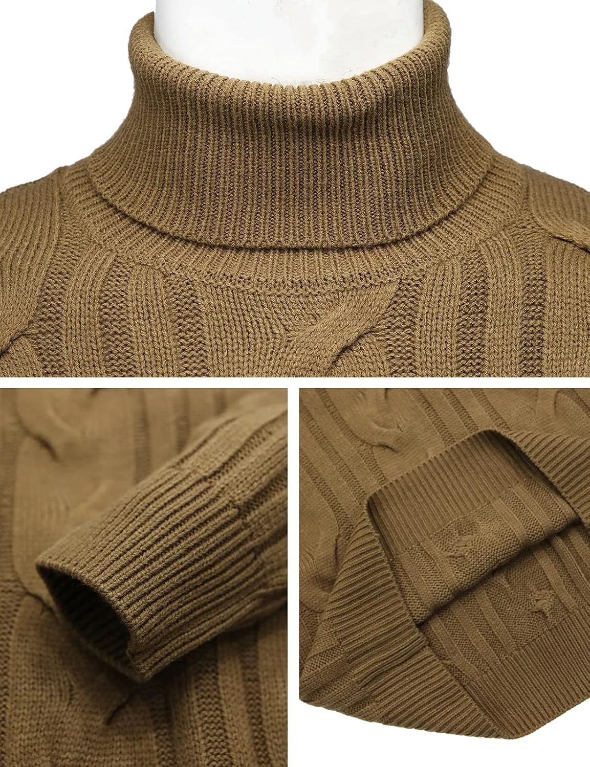 H2H Mens Slim Fit Turtleneck Pullover Sweaters Basic Tops Knitted Thermal
