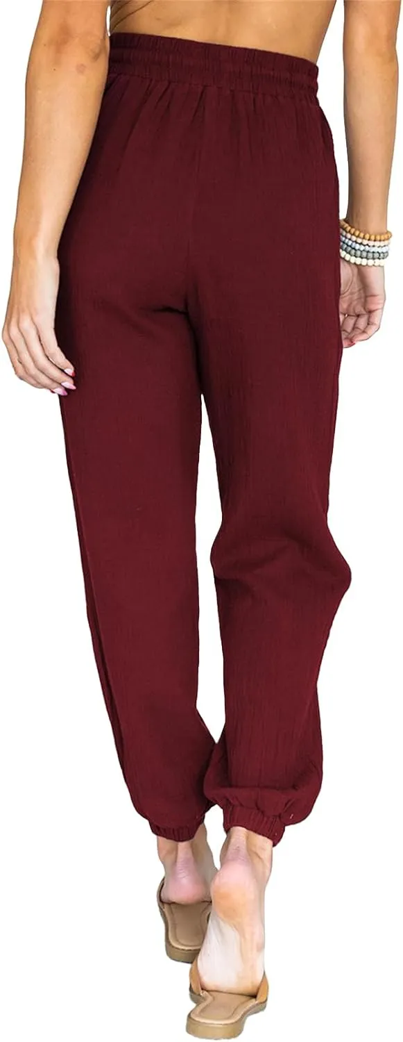 High Waisted Jogger Pants Loose Hiking Joggers for Women Casual Tapered Cargo Girls with Pockets Travel Y2K Baggy
