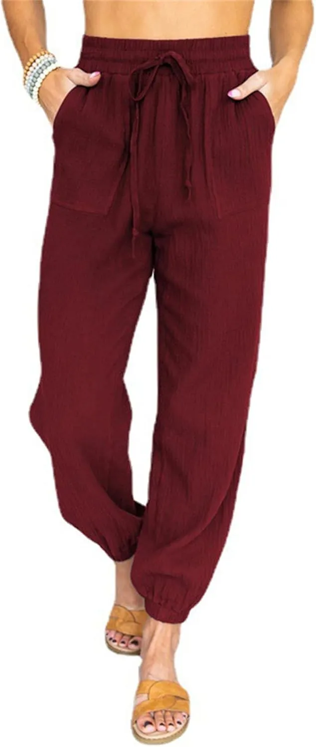 High Waisted Jogger Pants Loose Hiking Joggers for Women Casual Tapered Cargo Girls with Pockets Travel Y2K Baggy