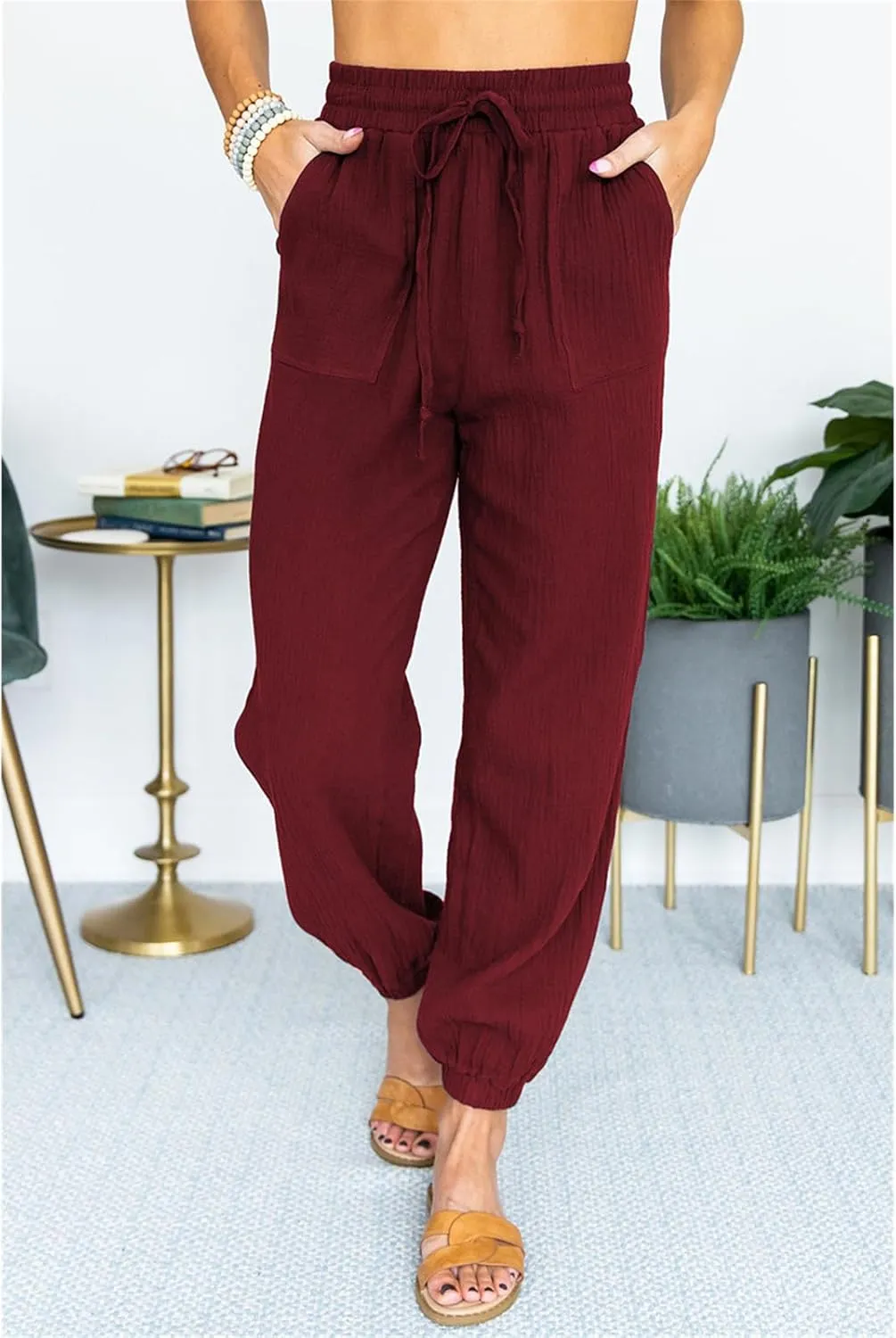High Waisted Jogger Pants Loose Hiking Joggers for Women Casual Tapered Cargo Girls with Pockets Travel Y2K Baggy