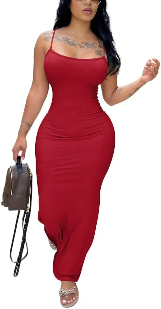 HTD Women Summer Sexy Bodycon Maxi Dress Casual Slim Long Dresses
