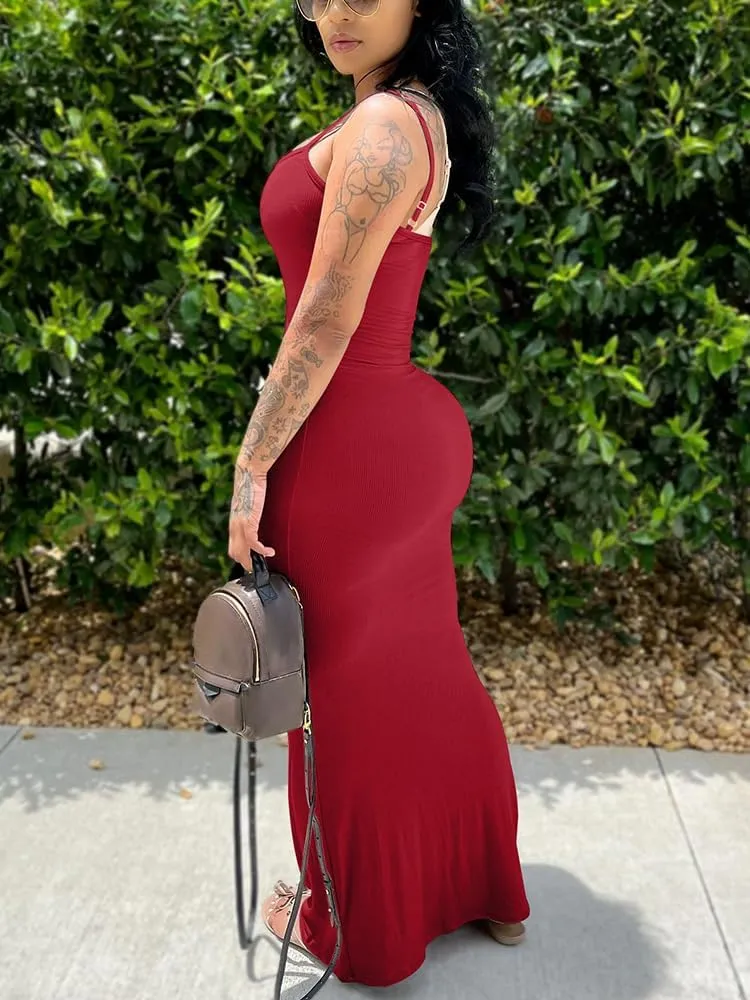HTD Women Summer Sexy Bodycon Maxi Dress Casual Slim Long Dresses
