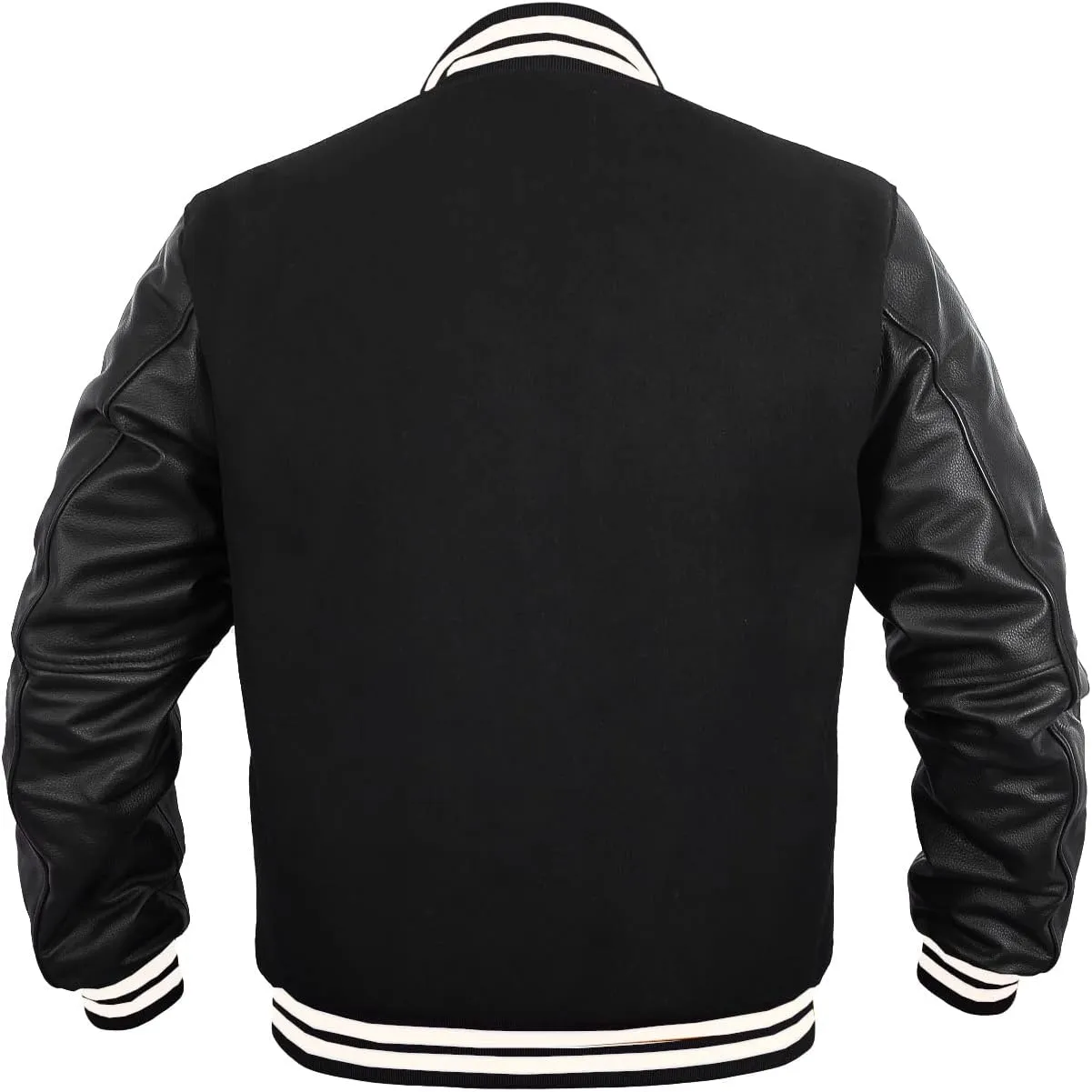 Men's Varsity Jacket Genuine Leather Sleeve and Wool Blend Letterman Boys College Varsity Jackets XS-5XL