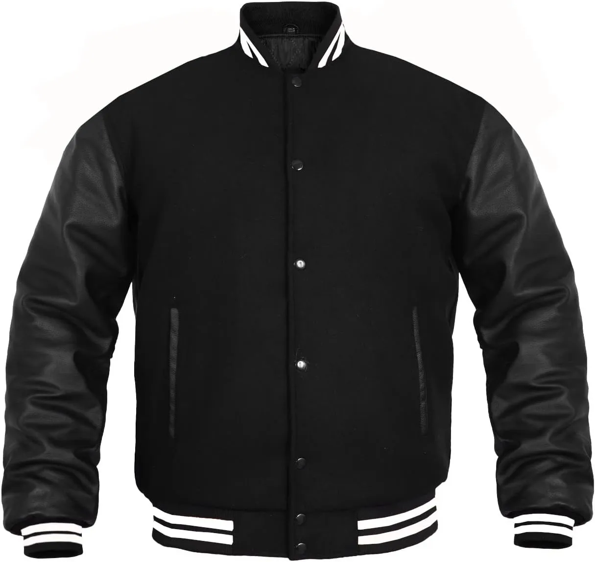 Men's Varsity Jacket Genuine Leather Sleeve and Wool Blend Letterman Boys College Varsity Jackets XS-5XL