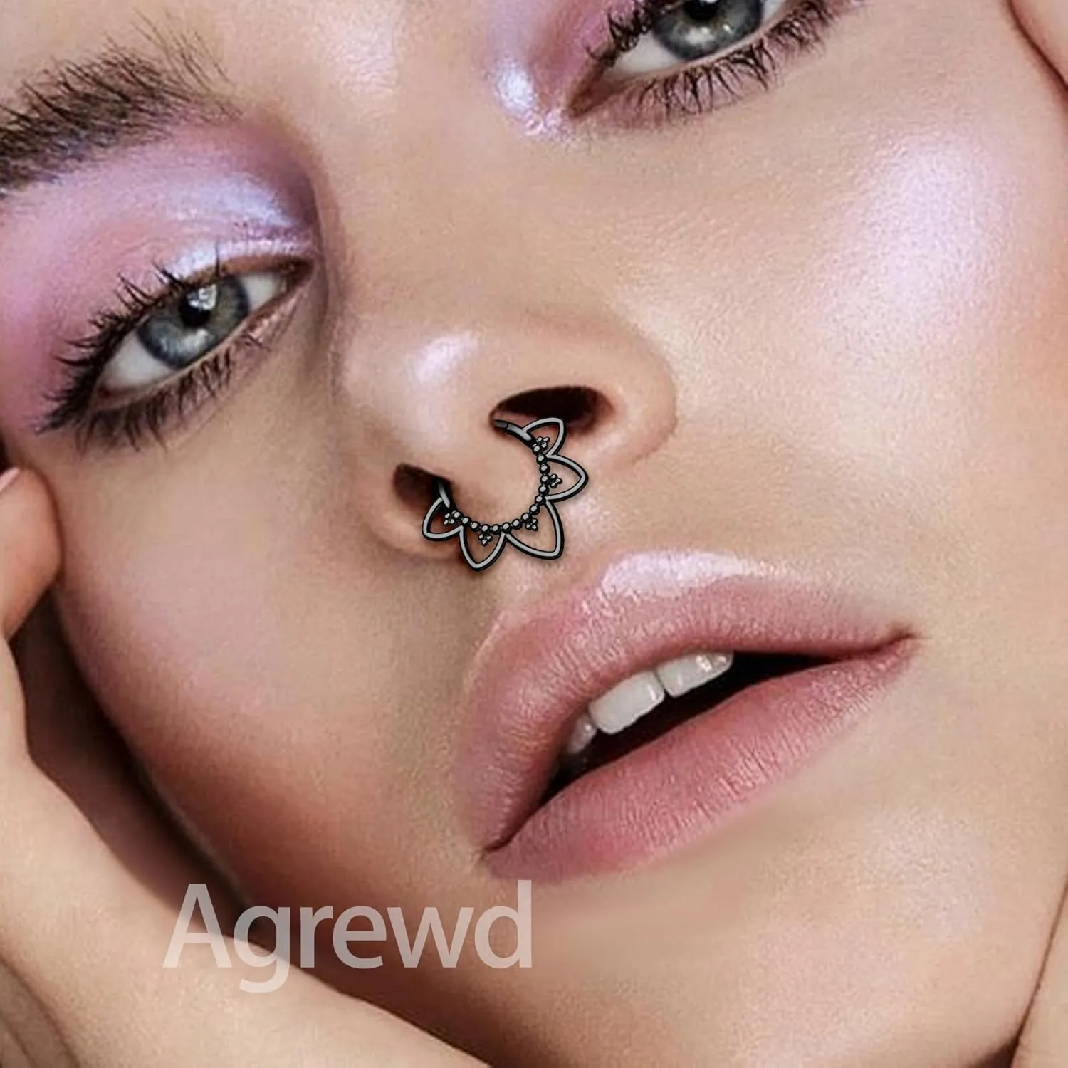 Minimalist Lotus G23 Solid Titanium Septum Rings 16G Flower Septum Jewelry Dainty Helix Daith Earrings for Women Daith Piercing Jewelry Surgical Steel Hypoallergenic