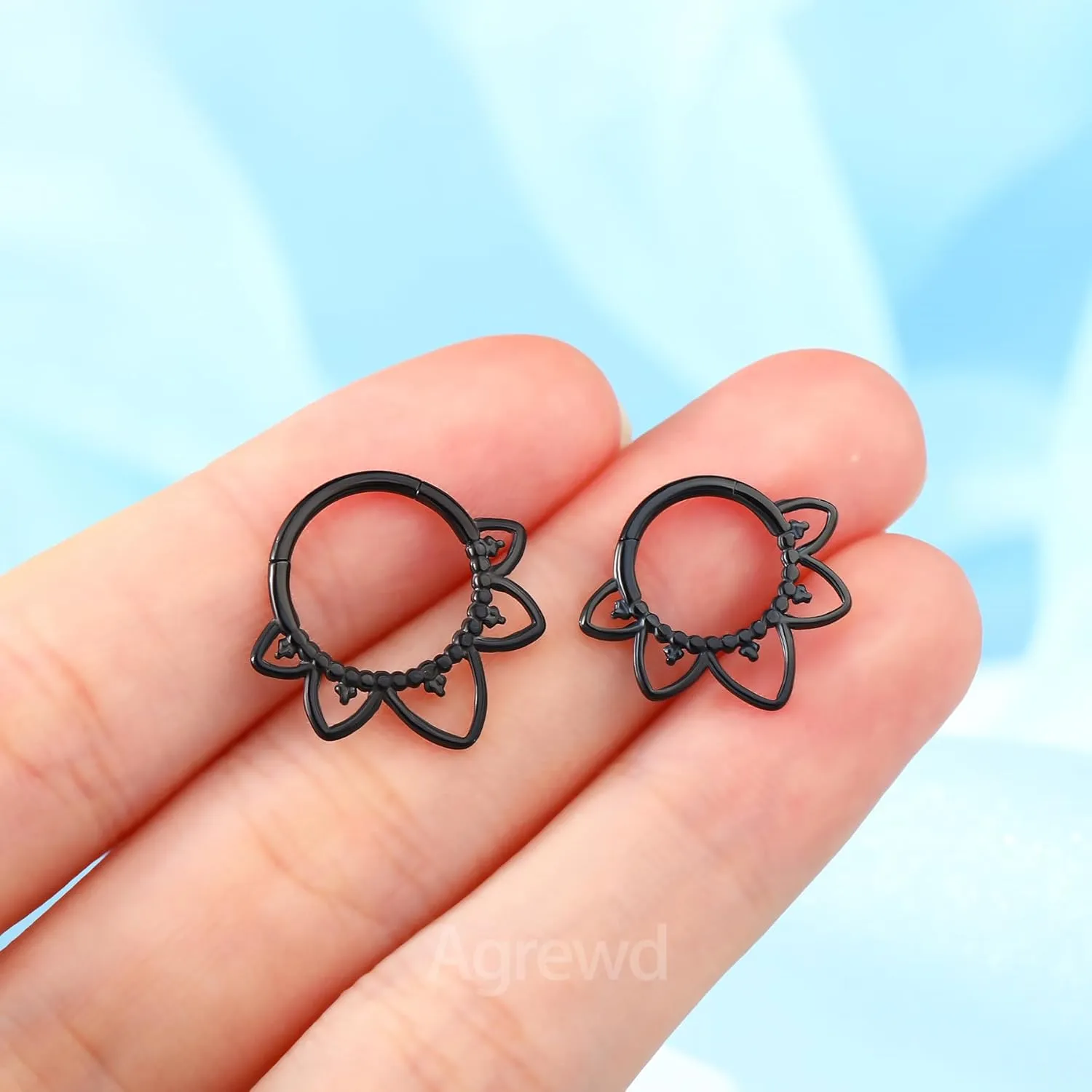 Minimalist Lotus G23 Solid Titanium Septum Rings 16G Flower Septum Jewelry Dainty Helix Daith Earrings for Women Daith Piercing Jewelry Surgical Steel Hypoallergenic
