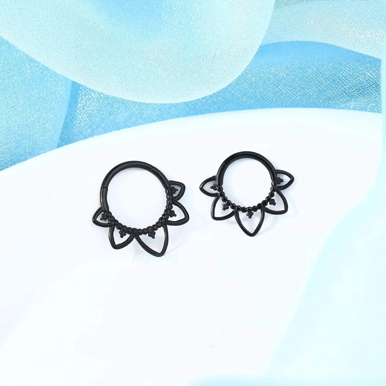 Minimalist Lotus G23 Solid Titanium Septum Rings 16G Flower Septum Jewelry Dainty Helix Daith Earrings for Women Daith Piercing Jewelry Surgical Steel Hypoallergenic