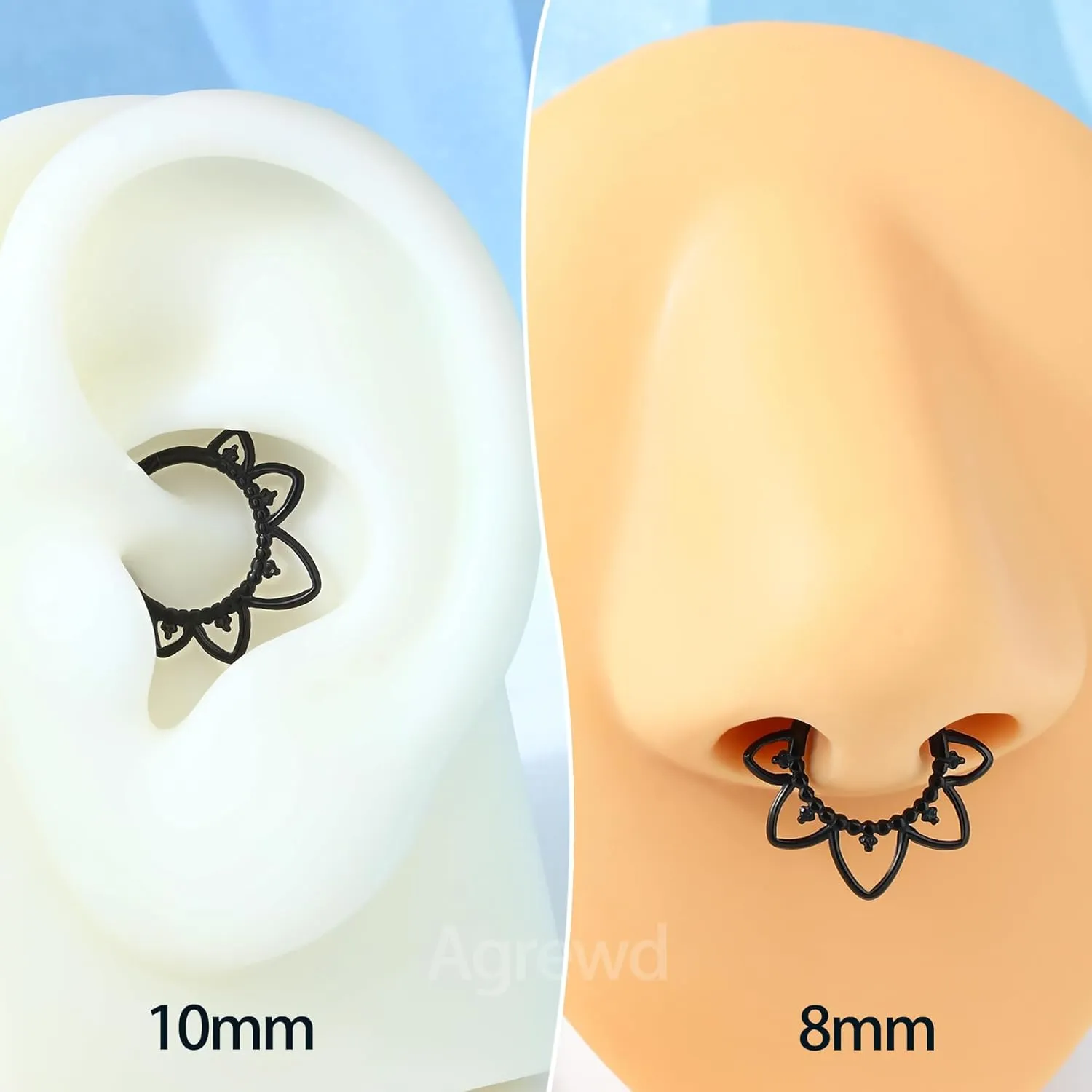 Minimalist Lotus G23 Solid Titanium Septum Rings 16G Flower Septum Jewelry Dainty Helix Daith Earrings for Women Daith Piercing Jewelry Surgical Steel Hypoallergenic