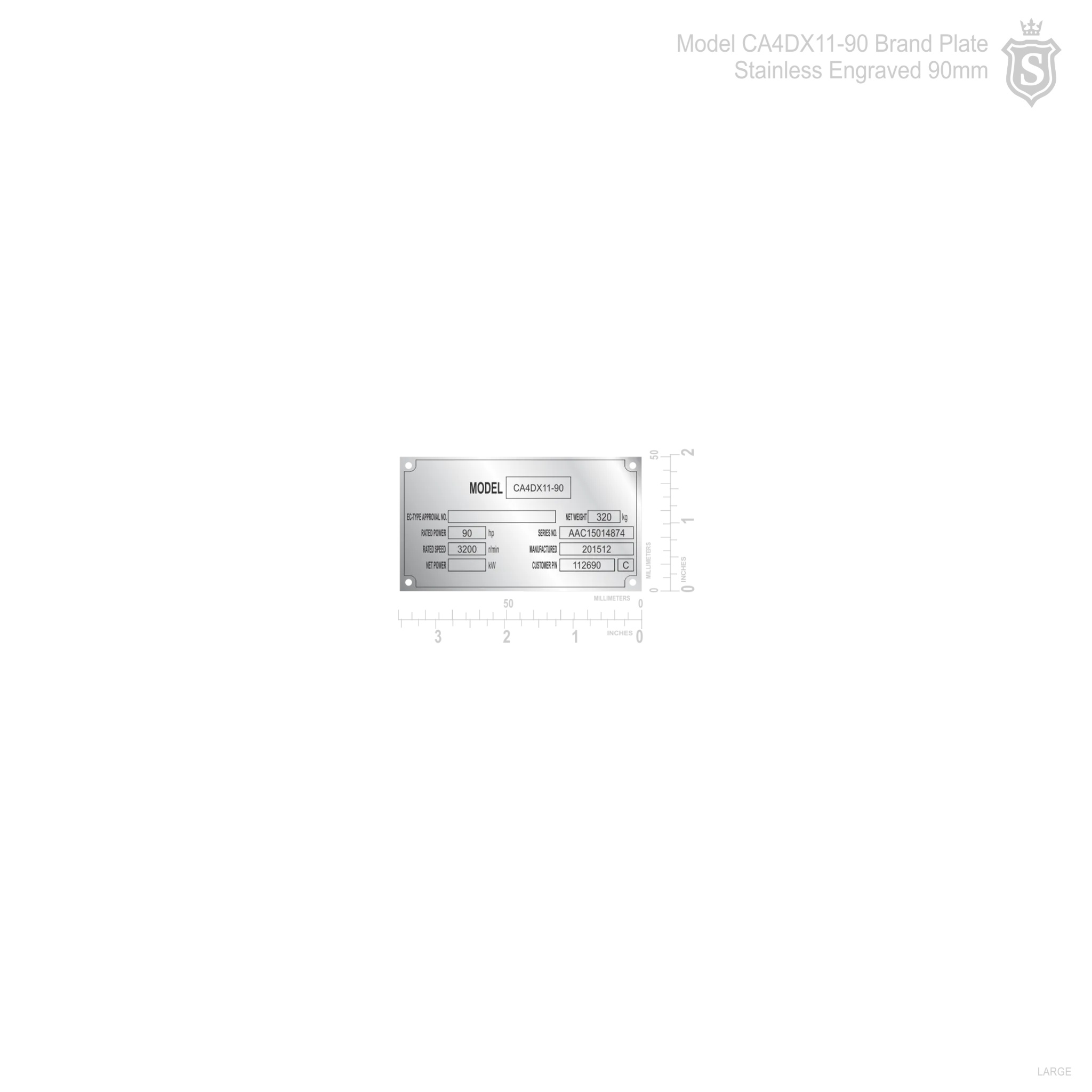 Model CA4DXII-90 Brand Plate