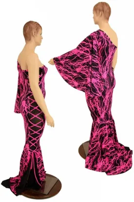 One Shoulder Lace Up Puddle Train Gown