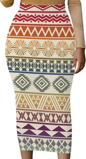 Plus Size Skirts for Curvy Women Sexy Ruched Bodycon Party Club Night Out Elegant High Waist Knee Length Midi Basic Skirt