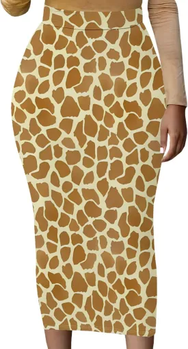 Plus Size Skirts for Curvy Women Sexy Ruched Bodycon Party Club Night Out Elegant High Waist Knee Length Midi Basic Skirt
