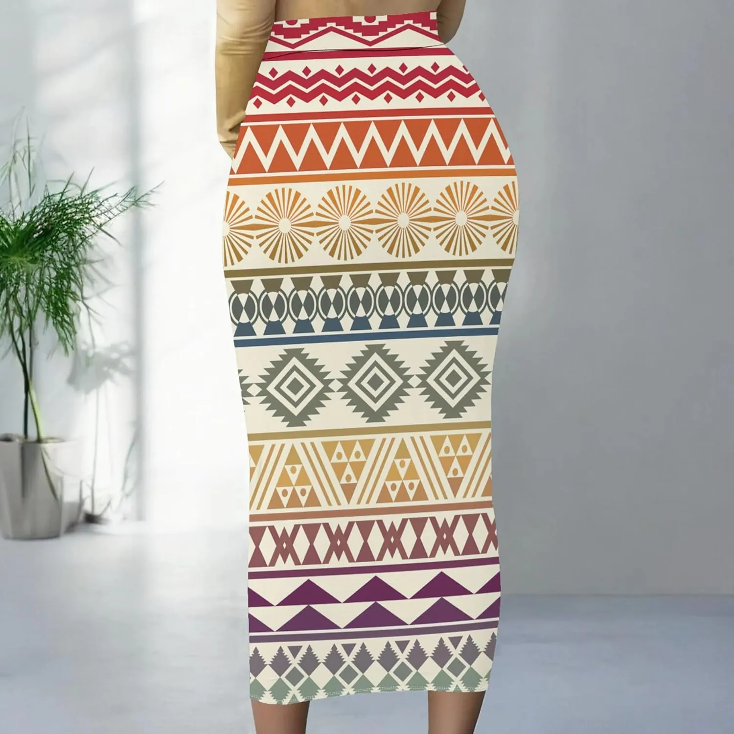 Plus Size Skirts for Curvy Women Sexy Ruched Bodycon Party Club Night Out Elegant High Waist Knee Length Midi Basic Skirt
