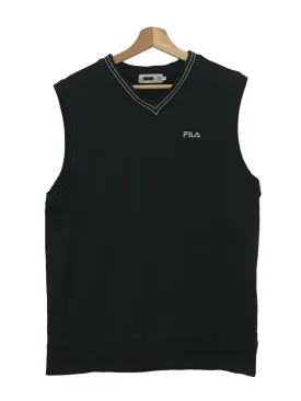 Soot Black Embroidered Brand Vest