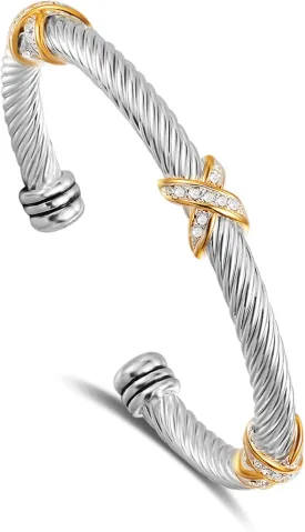 UNY Jewel Bracelet Designer Brand Inspired Women Jewelry 4.5mm Thin Twisted Cable Wire Bangle Gem Stone Christmas Day Gift