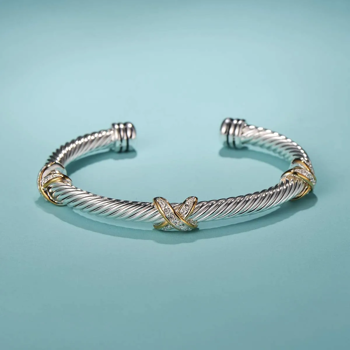 UNY Jewel Bracelet Designer Brand Inspired Women Jewelry 4.5mm Thin Twisted Cable Wire Bangle Gem Stone Christmas Day Gift