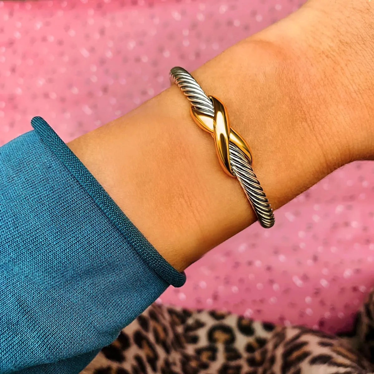 UNY Jewel Bracelet Designer Brand Inspired Women Jewelry 4.5mm Thin Twisted Cable Wire Bangle Gem Stone Christmas Day Gift
