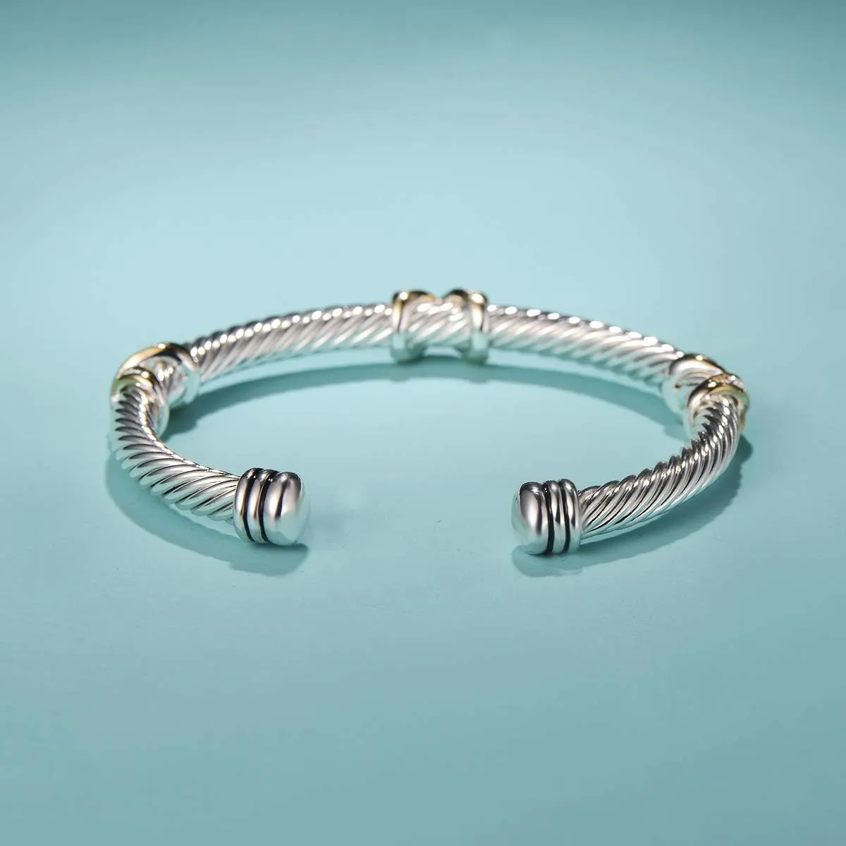 UNY Jewel Bracelet Designer Brand Inspired Women Jewelry 4.5mm Thin Twisted Cable Wire Bangle Gem Stone Christmas Day Gift