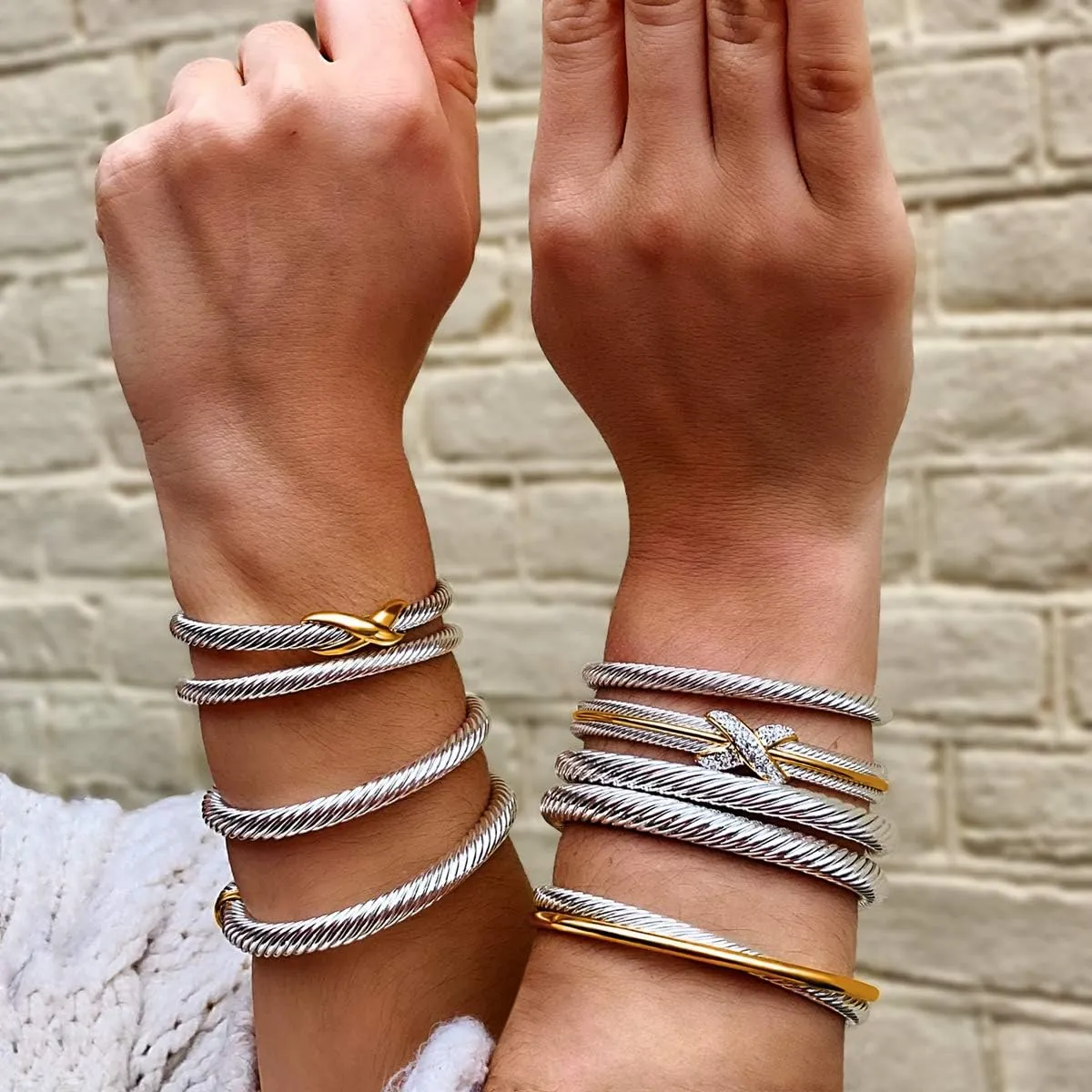 UNY Jewel Bracelet Designer Brand Inspired Women Jewelry 4.5mm Thin Twisted Cable Wire Bangle Gem Stone Christmas Day Gift