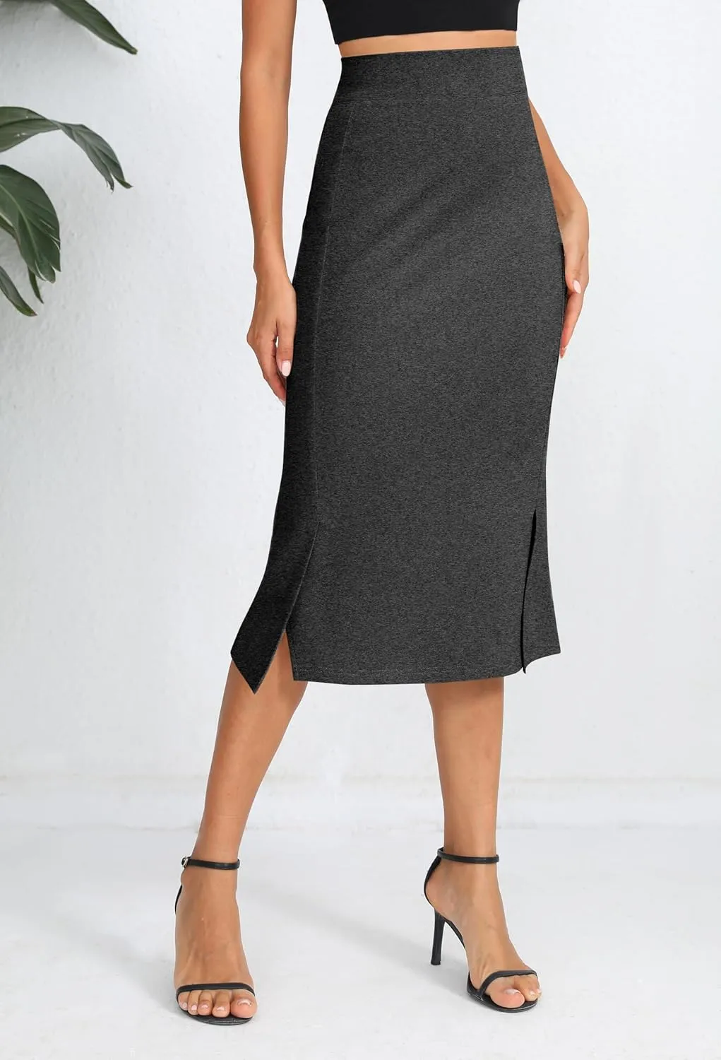 Urban CoCo Women's Stretch Office Fishtail Pencil Skirt High Waist Bodycon Midi Skirt with Slit