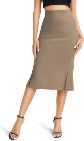 Urban CoCo Women's Stretch Office Fishtail Pencil Skirt High Waist Bodycon Midi Skirt with Slit