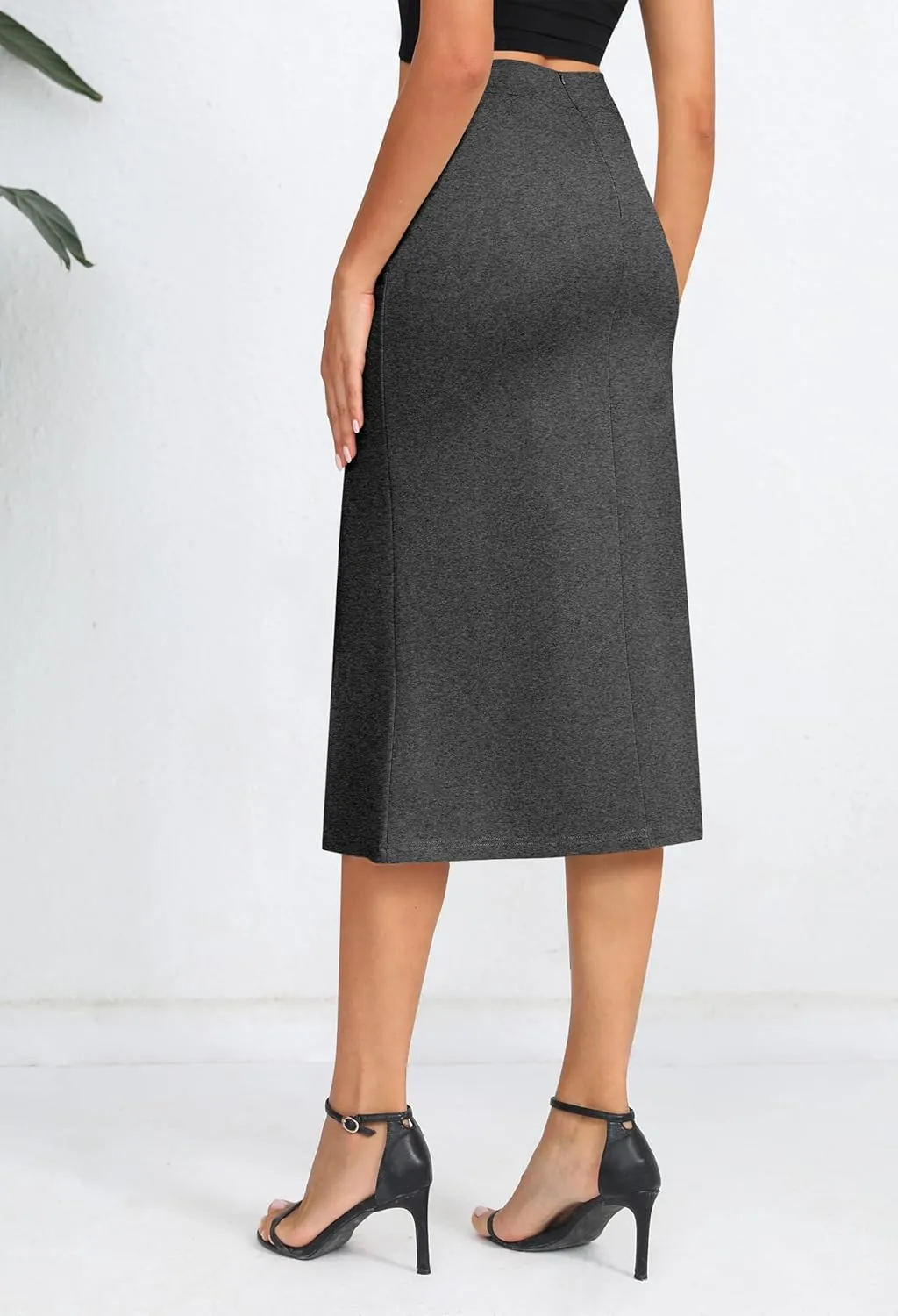 Urban CoCo Women's Stretch Office Fishtail Pencil Skirt High Waist Bodycon Midi Skirt with Slit