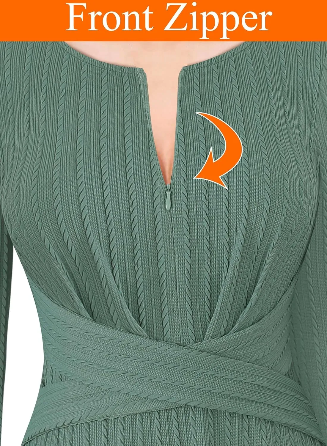 VFSHOW Womens Front Zipper Office Business Work Church Professional Front Zipper Knee Length A Line Fit and Flare Dress