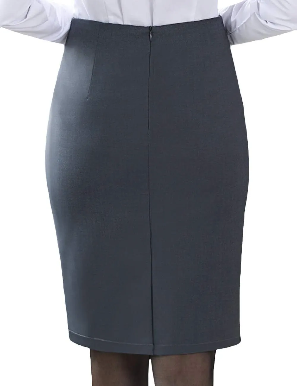 Women's Solid Knee Length Professional Pencil Office Skirt High Waisted Bodycon Cotton Linen Midi Work Dress