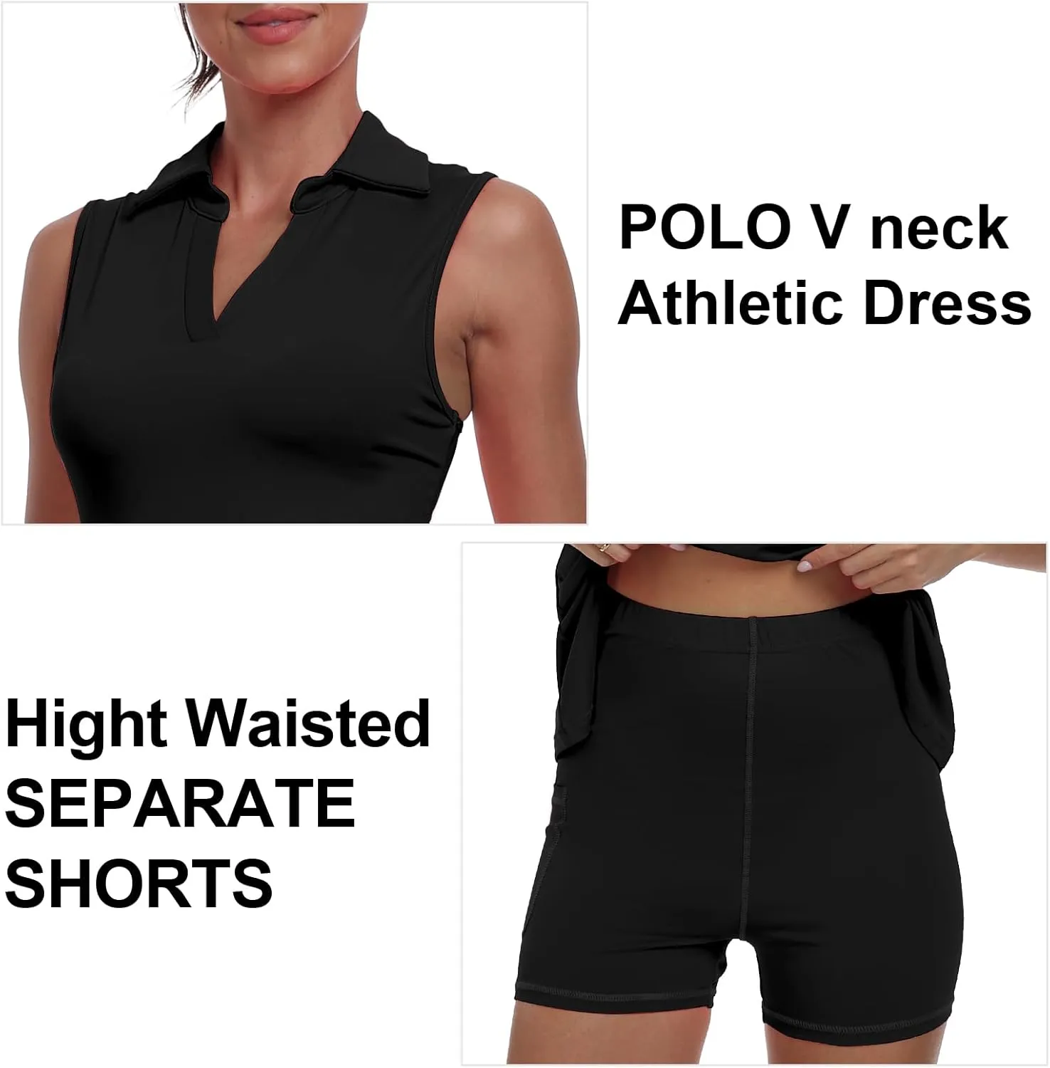 Womens Two Piece Tennis Golf Dress UPF 50  Active Athletic Exercise Sports Wear Dresses for Women with Pocket Separate Shorts